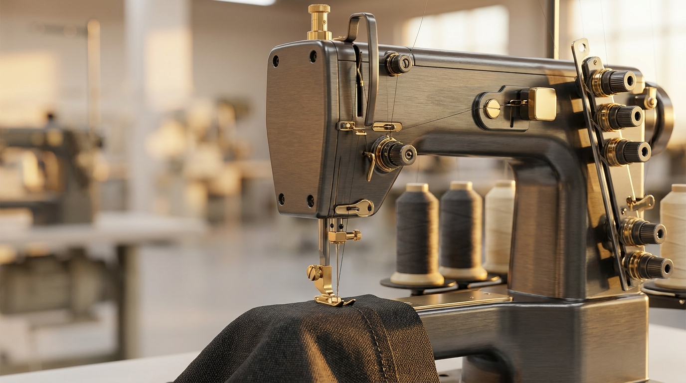 Industrial sewing machine in a Armotex textile facility